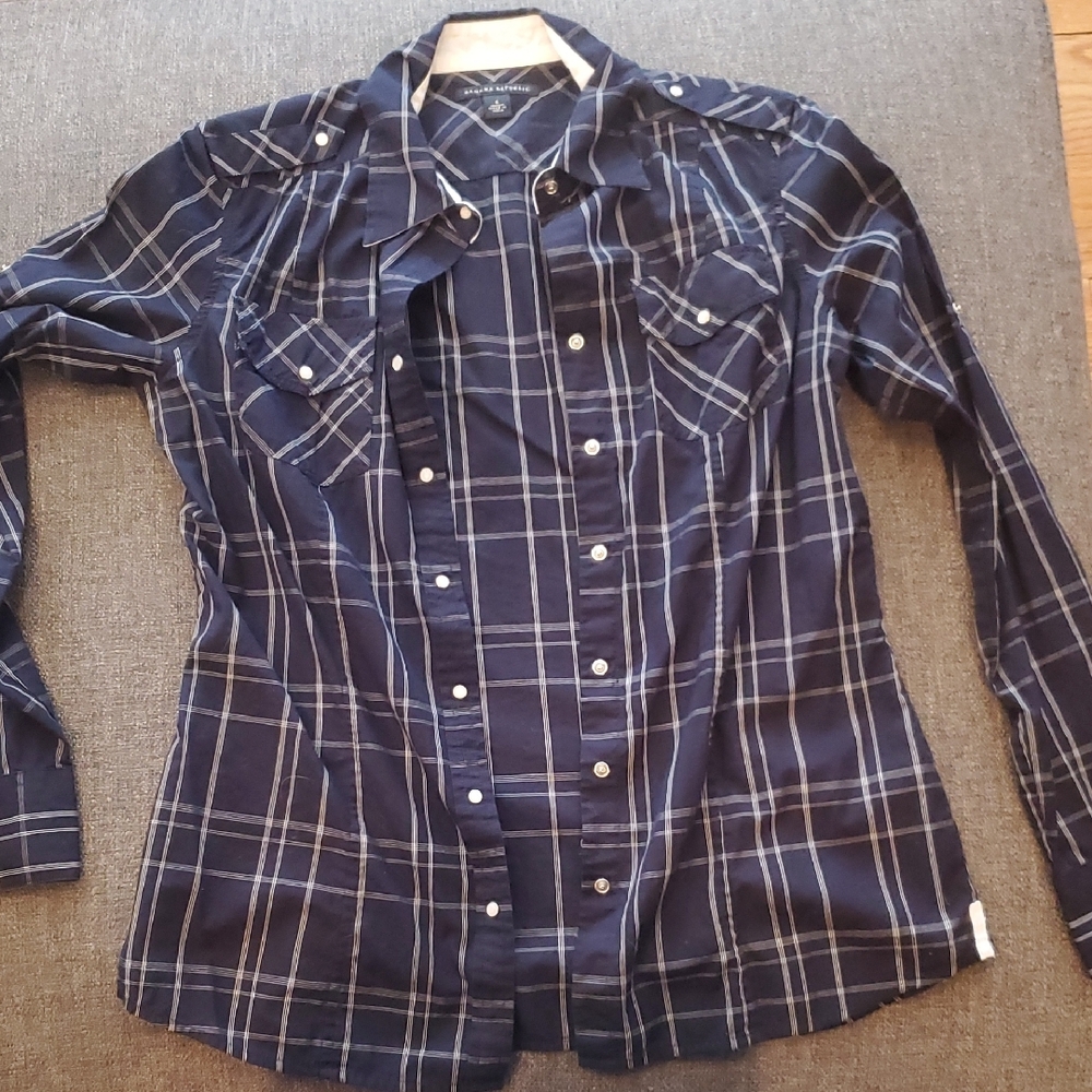 Banana Republic Dark Blue Checkered Shirt